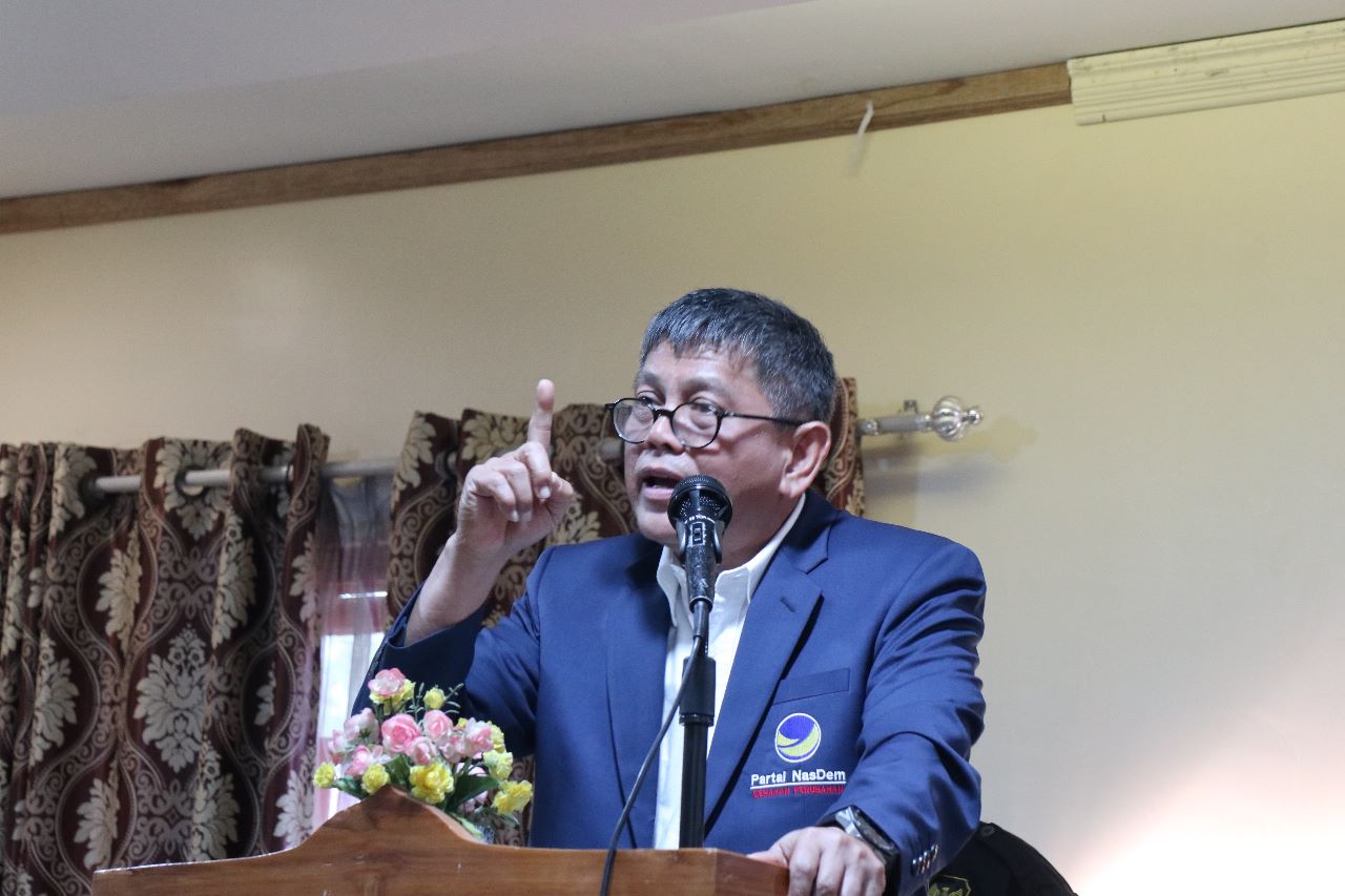 Ketua DPW NasDem Aceh, pada acara konsolidasi partai di depan ratusan kader NasDem Aceh Besar, para bakal caleg dan para pimpin partai ditingkat kecamatan, Rabu (15/3/2023).